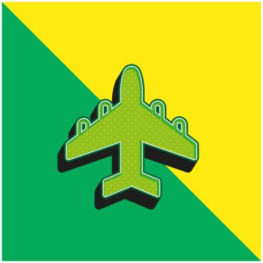 Yeşil uçak ve sarı modern 3d vektör logosu