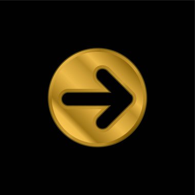 Bir Dairede Sağa Doğru Gösteren Ok Altın kaplama metalik simge veya logo vektörü