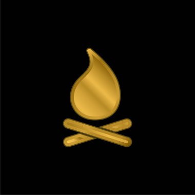 Şenlik ateşi altın kaplama metalik simge veya logo vektörü