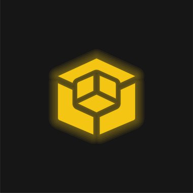 3d Modelleme sarı parlak neon simgesi