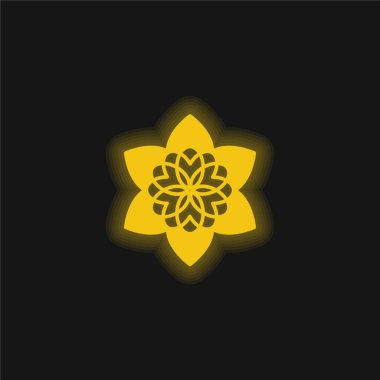 Güzel Budist Çiçeği sarı parlak neon ikonu