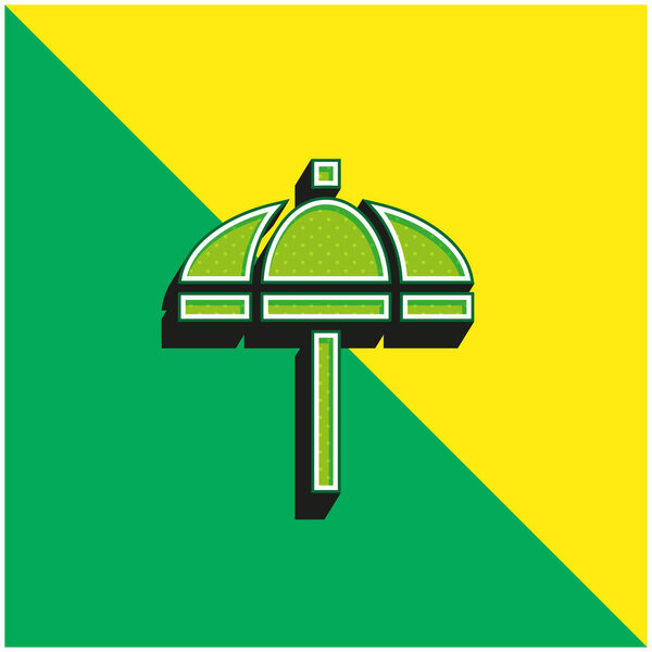 Пляжный зонтик Зеленый и желтый современный трехмерный векторный логотип