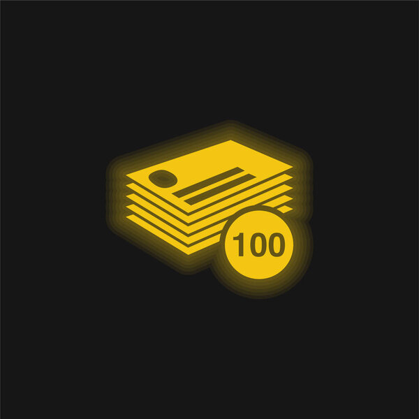 100 визитных карточек Стек желтый светящийся неоновый значок