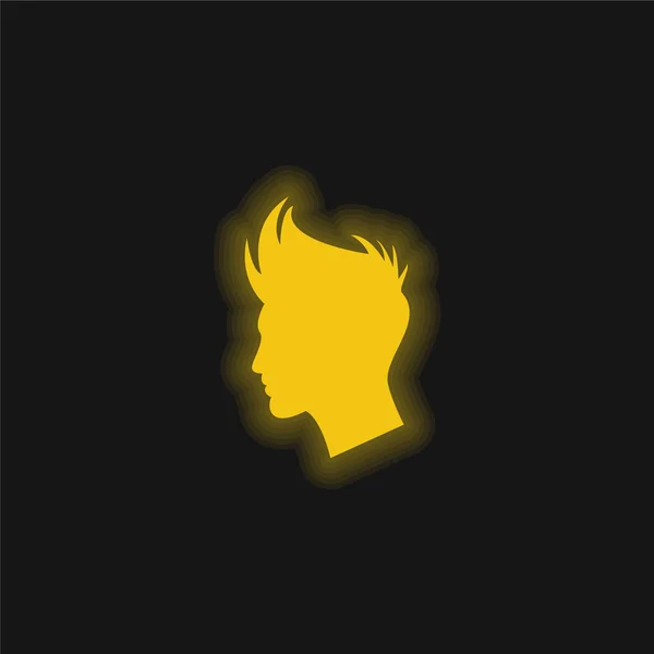男の子の髪の形黄色輝くネオンアイコン — ストックベクタ
