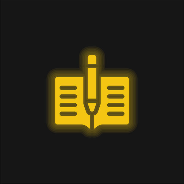 Book yellow glowing neon icon