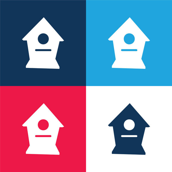 Птицы Дом синий и красный четыре цвета минимальный набор значков
