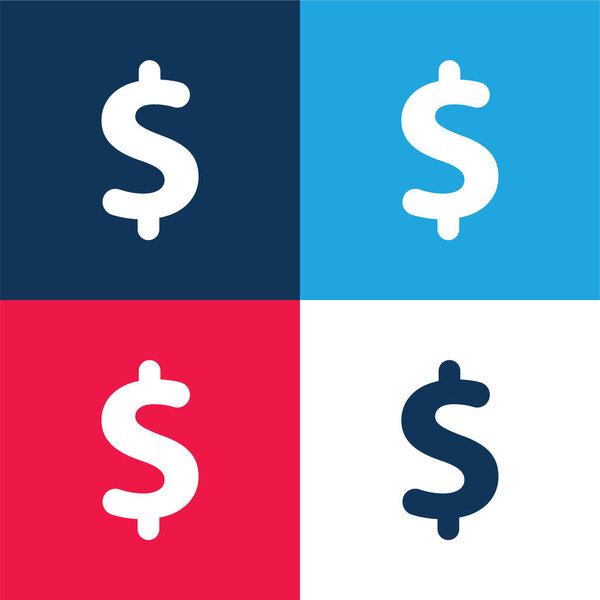 Big Dollar Sign blue and red four color minimal icon set