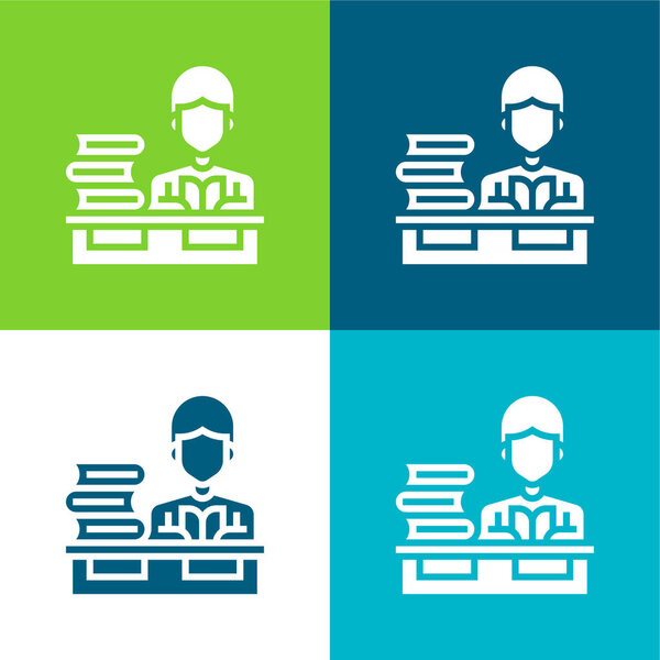 Книги Плоские четыре цвета минимальный набор значков