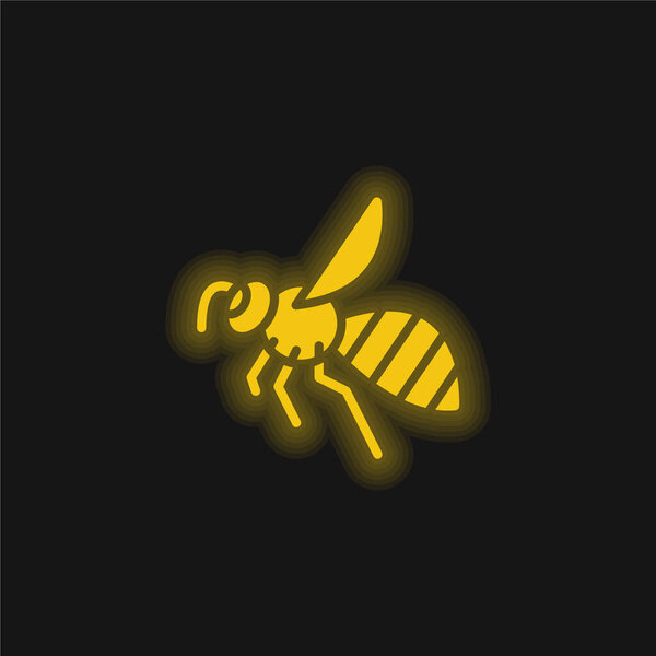 Bee yellow glowing neon icon