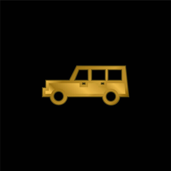 All Terrain Vehicle gold plated metalic icon or logo vector