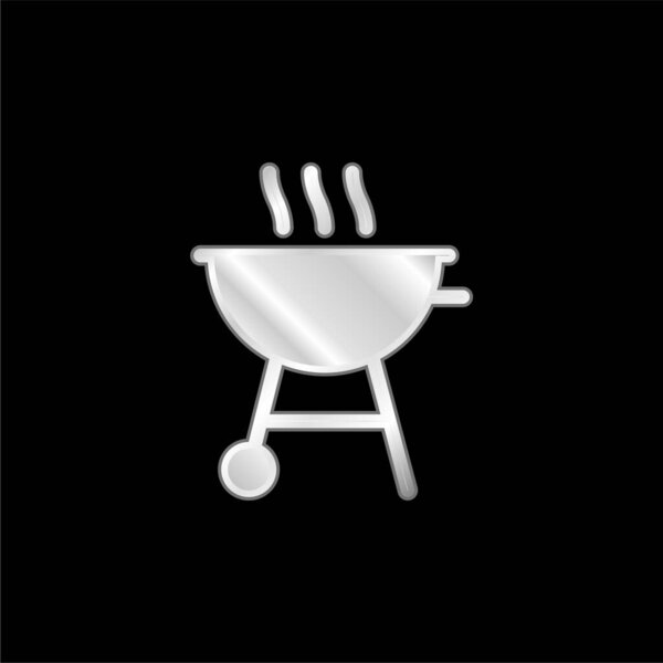 Bbq silver plated metallic icon