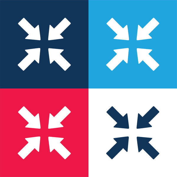 Arrows Pointing To Center blue and red four color minimal icon set