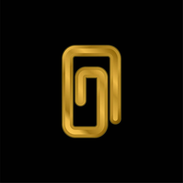 Attachment Paperclip Symbol Of Straight Lines With Rounded Angles gold plated metalic icon or logo vector