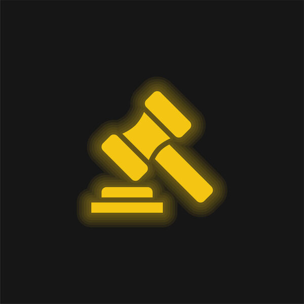 Auction yellow glowing neon icon
