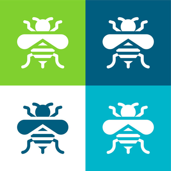 Bee Flat four color minimal icon set