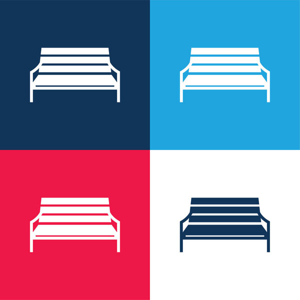 Bench blue and red four color minimal icon set