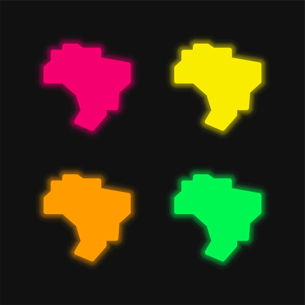 Brazil four color glowing neon vector icon