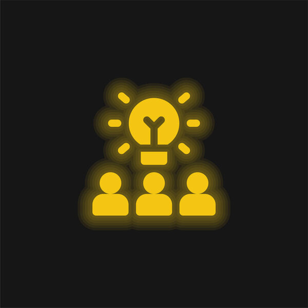 Brainstorming yellow glowing neon icon