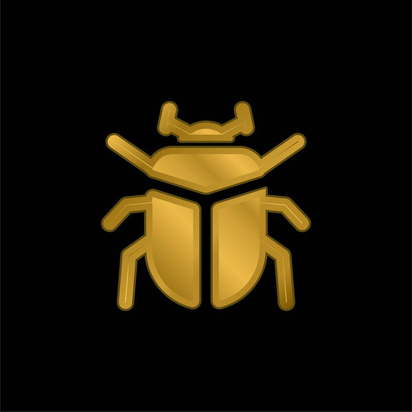Beetle gold plated metalic icon or logo vector