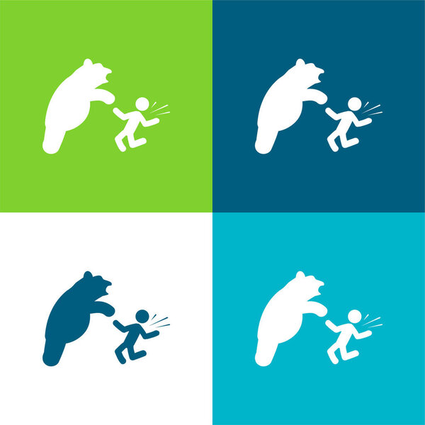 Bear Attacking Flat four color minimal icon set
