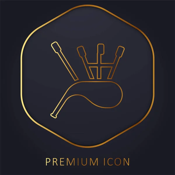 Bagpipes Golden Line Premium Logo Icon — Stock Vector