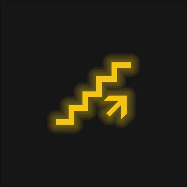 Восходящая Лестница Сигнал Желтый Светящийся Неоновый Значок — стоковый вектор
