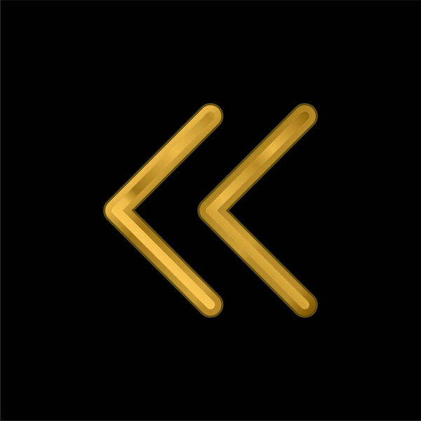Backward gold plated metalic icon or logo vector