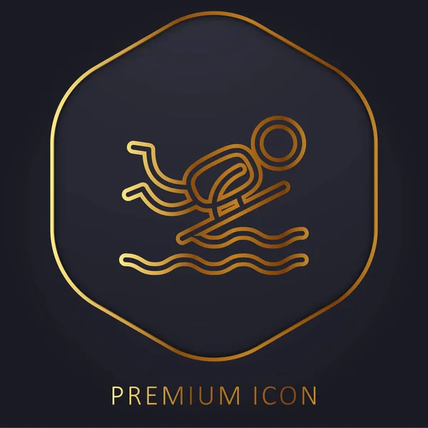 Bodyboard Gouden Lijn Premium Logo Pictogram — Stockvector