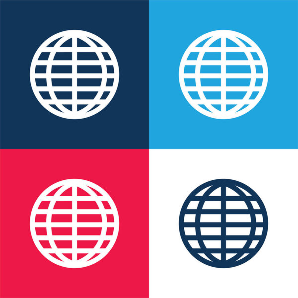 Большой глобус Грид синий и красный четыре цвета минимальный набор значков