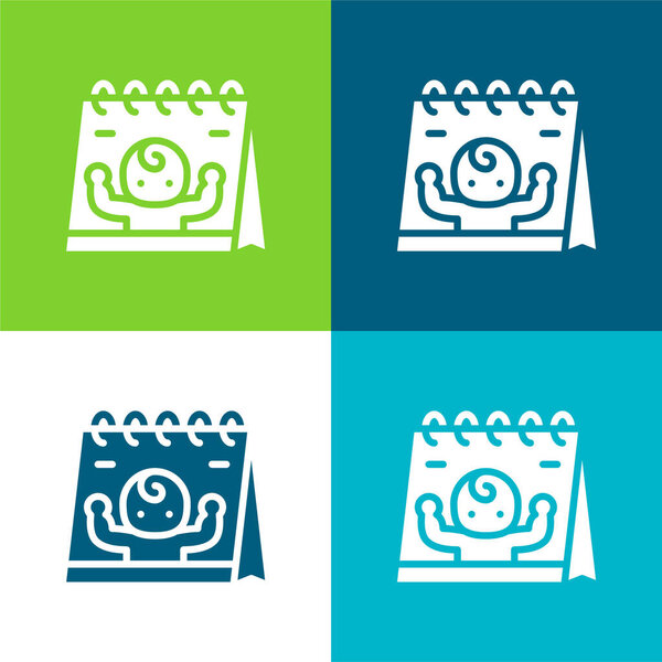 Born Flat four color minimal icon set
