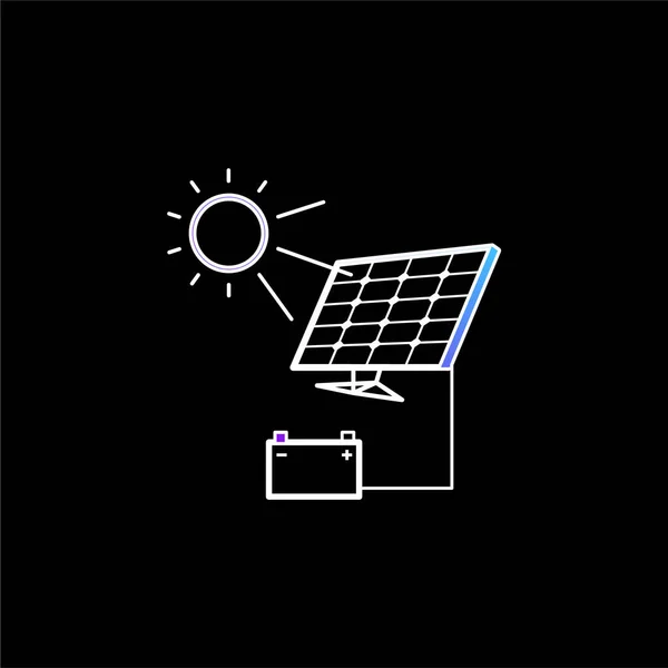 Carga Batería Con Panel Solar Icono Vector Gradiente Azul — Vector de stock