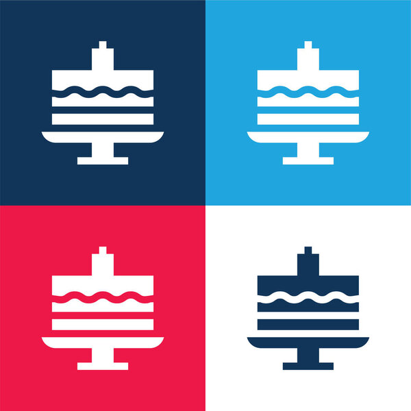 День рождения торт синий и красный четыре цвета минимальный набор значок