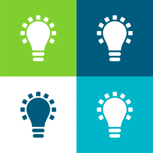 Black Lightbulb Creativity Symbol Flat Four Color Minimal Icon Set — Stock Vector