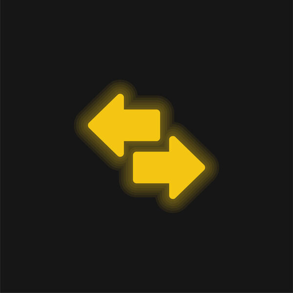 Arrows yellow glowing neon icon