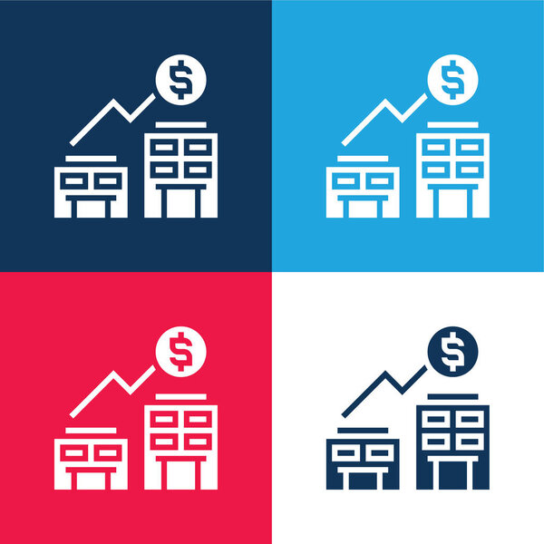 Acquisition blue and red four color minimal icon set