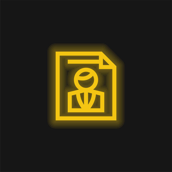 Ballot yellow glowing neon icon