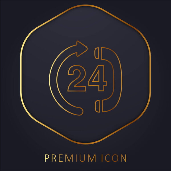 24 Hour Calling Service Center golden line premium logo or icon