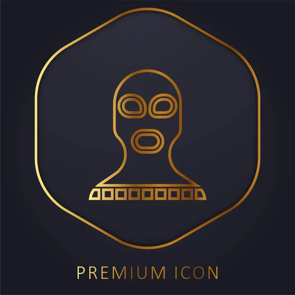 Logotipo Icono Premium Línea Dorada Pasamontañas — Archivo Imágenes Vectoriales