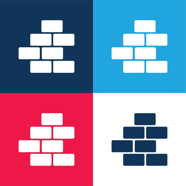 Bricks blue and red four color minimal icon set