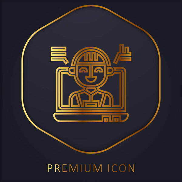 Искусственный интеллект золотая линия премиум логотип или значок