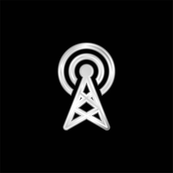 Antenna silver plated metallic icon