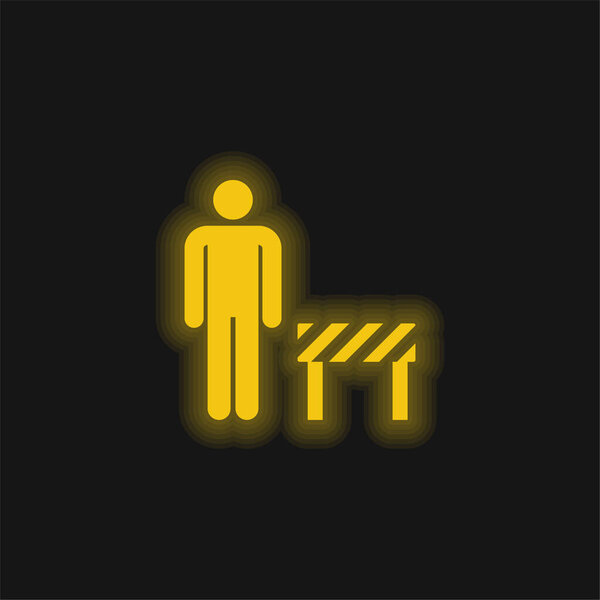 Barrier yellow glowing neon icon
