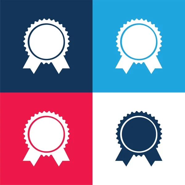 Award Badge Circular Shape Met Lint Tails Blauw Rood Vier — Stockvector