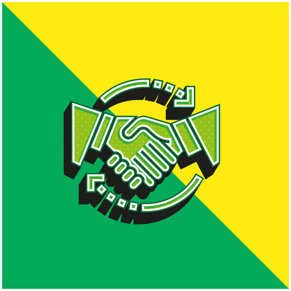 Agreement Green and yellow modern 3d vector icon logo