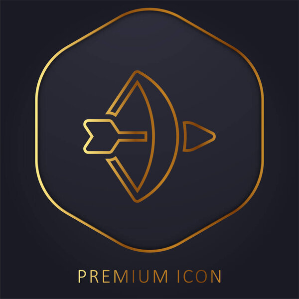 Bow And Arrow golden line premium logo or icon