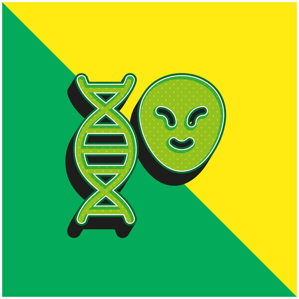 Alien Green and yellow modern 3d vector icon logo