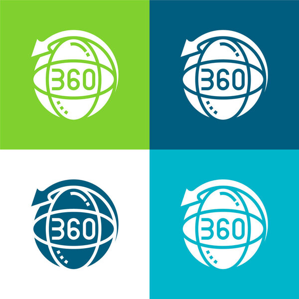 360 Flat four color minimal icon set