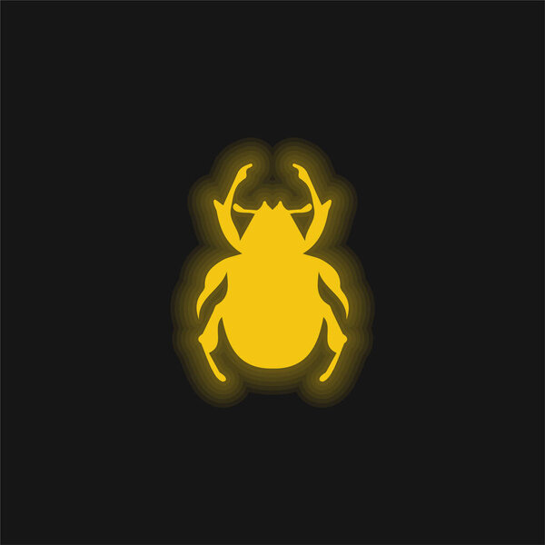 Beetle Shape yellow glowing neon icon