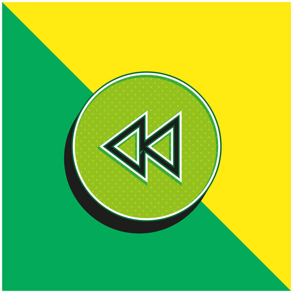 Backward Green and yellow modern 3d vector icon logo