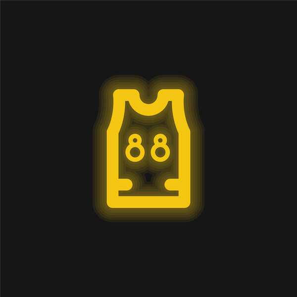 Basketball Jersey yellow glowing neon icon